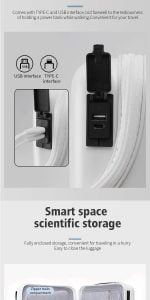 چمدان مسافرتی برند HOLEN مدل HL-213 با محفظه مخفی دسترسی و کابل USB 