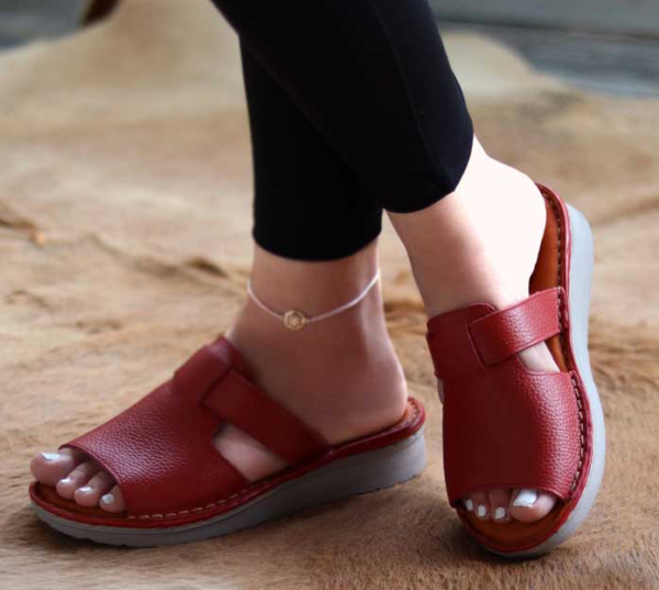 صندل طبی چرم طبیعی ماکسیم مدل کمند red - Image 8