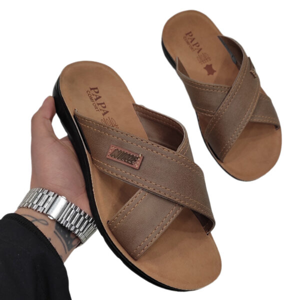 صندل مردانه پاپا مدل آرش ضربدری brown - Image 2