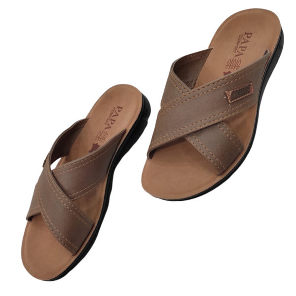 صندل مردانه پاپا مدل آرش ضربدری brown - Image 3