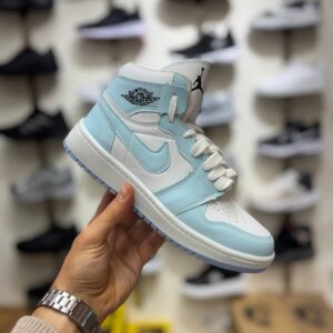 کتانی ساقدار مردانه مدل جردن آبی سفید