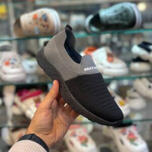 کتانی اسکیچرز رنگ مشکی طوسی زنانه و مردانه