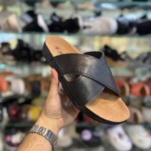صندل طبی مردانه نیکتا مدل ضربدری مشکی